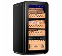 Umidificatore per sigari con controllo di raffreddamento, riscaldamento e umidità, può contenere fino a 200 sigari, dispone di cassetti e ripiani in legno di cedro