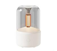 Umidificatore portatile per diffusore di aromi, con effetto realistico a lume di candela, per olio essenziale, per camera da letto, ufficio (bianco)