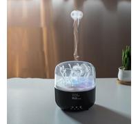 Umidificatore rotante con capacità di 280 ml, funzionamento silenzioso sotto i 36 dB, luce colorata a sette colori sfumati, telecomando wireless per casa, camera da letto, relax in bianco