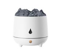 Umidificatore Umidificatore Fiamma Blu Fuoco Ambiente Aroma Diffusore Oli Essenziali Profumo for Domestico Odore Nebbia Spayer USB 400ml Per uso domestico(Bianco)