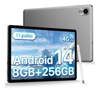 UMIDIGI G9 Tab Tablet Android 14 11 Pollici, 8(4+4) GB RAM+256GB ROM/TF 1TB Con Penna, 4G Dual SIM, 7200mAh, Octa Core, GPS, 13MP, BT5.0, OTG, Face ID-Grigio