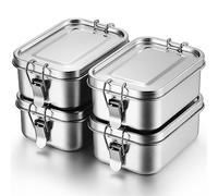 Umigy 4 contenitori Bento in acciaio inox, con clip bloccabili a prova di perdite, riutilizzabili, per lavastoviglie, lavoro e picnic (550 ml)