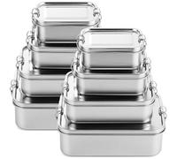 Umigy 8 contenitori bento box in acciaio inox, contenitori per il pranzo in metallo, con clip bloccabili a prova di perdite, riutilizzabili, in lavastoviglie, per