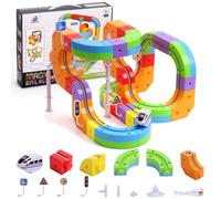 Umikk Clickrail Electric Train Set Flexible Race Track, Magic Rail Block, Magic Rail Block con layout 3D per gravità defying, set di tracce magnetiche per auto per bambini (stile 1 (48 pezzi)