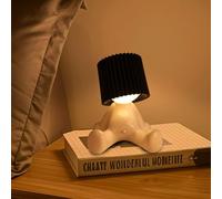 Umikk Divertente lampada da tavolo a LED, lampada da comodino creativa a Little Shy Man, lampada da tavolo con ricarica USB con ombra, lampada da comodino a LED romantica (nero)