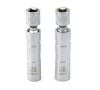 UmiMirari 14mm&16mm 5/8" Magnetic Spark Plug Socket Set,Thin Wall Magnetic Rotating 3/8" Drive 12 Point Standard Spark Plug Socket Removal Tool 360-degree Rotation,Compatible with Motorcycle,Car,SUV