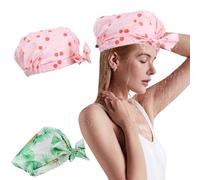 Umimiss Cuffia da doccia impermeabile, riutilizzabile, design unico per capelli lunghi e corti, capelli ricci, con orlo elastico, turbante, per donne e ragazze, 2 pezzi