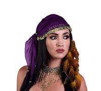 Umimiss Gypsy Head Scarf - Accessori per indovini, foulard da donna con monete, viola