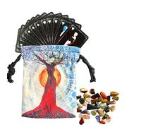 Umiocns Borsa per tarocchi con coulisse, motivo albero di persone, per gli appassionati di gioielli, borse a mano con robuste coulisse per dadi, tarocchi, cristalli, Colori misti, Refer to