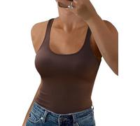 UMIPUBO Canottiera Donna Canottiere Canotte Estive Intime Scollo a U Lunga Intimo Invernale Spalla Larga Casual Elegante Basic Cami Spaghetti Tank Tops senza Maniche Sexy Comfort Slim Fit (Marrone, M)