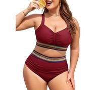 UMIPUBO Costume Donna Due Pezzi Taglie Forti Bikini per Seno Grande Vita Alta Boho Curvy Pancia Pieghe Contenitivo Modellante Push Up Plus Size Mare Estivo Costume da Bagno