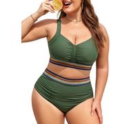 UMIPUBO Costume Donna Due Pezzi Taglie Forti Bikini per Seno Grande Vita Alta Boho Curvy Pancia Pieghe Contenitivo Modellante Push Up Plus Size Mare Estivo Costume da Bagno
