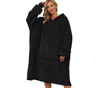 UMIPUBO Felpe con Cappuccio Donna Oversize Sherpa indossabile Blanket Hoodie con Tasca Confortevole Felpa con Coperta TV Gigante con Cappuccio per Adulti, Uomo, Donne (Nero, Taglia Unica)