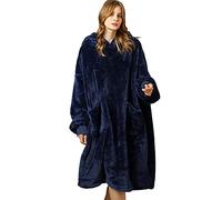 UMIPUBO Felpe Coperta con Cappuccio con Maniche Indossabile Oversize Donna TV Blanket Pullover Hoodie con Tasca Morbida Felpa Sherpa Fleece per Adulti Uomo Donne, Adolescenti Taglia Unica, Blu Navy