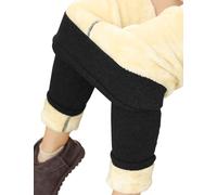 UMIPUBO Leggings Donna Invernali Termici Pantaloni Foderato in Pile a Vita Alta Caldo Elastico Felpati Leggins Collant Invernale Morbido Lunghi Pantacollant Pants (Nero, L)