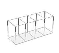 Umirokin Portapenne in acrilico con 4 scomparti, trasparente, per accessori da scrivania da ufficio, pennelli da trucco trasparenti