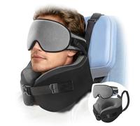 Umisleep Cuscino da Viaggio Memory Foam, Cuscino Cervicale per Aereo con Supporto 360°, con Maschera Occhi 3D, Cuscino da viaggio anticaduta testa per aereo, Ideale per Voli Lunghi, Grigio