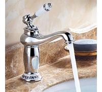 Umisu Rubinetto per lavabo in ottone in ceramica e rubinetto antico, rubinetto dell'acqua fredda/calda per cucina, bagno, argento