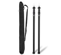 Umisu Set di 2 supporti per tenda in alluminio, telescopico, 2,3 m, per campeggio, Vacance, accessorio per tenda da campeggio, colore: Nero