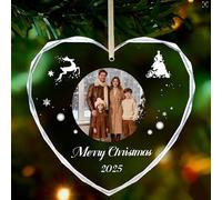 Umitive Pallina di Natale Oggetti Personalizzata con Foto e Testo, Decorazione per Albero di Natale in Vetro, Regalo per Coppie, Famiglia e Primo Natale Insieme 2025 (Style A)