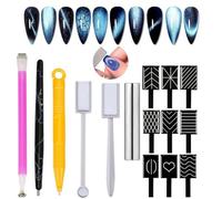 Umiup Set di 15 penne magnetiche per nail art fai da te Magic 3D per unghie, con gel di gatto o smalto per unghie, penna magnetica per occhi di gatto, effetto magico (arancione)