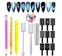 Umiup Set di 15 penne magnetiche per nail art fai da te Magic 3D per unghie, con gel di gatto o smalto per unghie, penna magnetica per occhi di gatto, effetto magico (giallo)