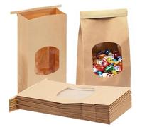 Umllpet 25 Sacchetti di Carta Kraft Marrone con Finestra, Resistenti all'Olio & Riutilizzabili, Ideali per Fai da Te e Regali