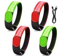Umllpet Bracciale a LED ricaricabile, 4 pezzi riflettenti | Fasce catarifrangenti per bambini, LED riflettente, ricaricabile, USB, fascia riflettente per corsa, ciclismo, unisex