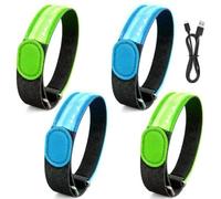 Umllpet Bracciale a LED ricaricabile, 4 pezzi riflettenti | Fasce catarifrangenti per bambini, LED riflettente, ricaricabile, USB, fascia riflettente per corsa, ciclismo, unisex