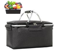 Umllpet Cestino per la spesa, 26 l, grande cestino per la spesa, impermeabile, pieghevole, con chiusura lampo, isolato, per picnic all'aperto, shopping, viaggi