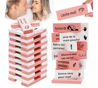 Umllpet Français - Gioco impilabile in blocchi di legno per coppie, 48 pezzi The Lust Tower Blocks, Naughty per adulti, impilabili torre di legno, giochi erotici, giochi di sesso per adulti