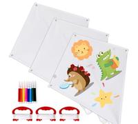 Umllpet Kit di Aquiloni per Bambini, 3 Pezzi Kit Aquiloni per i Bambini, DIY Aquiloni da Colorare con 8 Penne Colorate per Arti e Mestieri, Aquiloni per Feste, Dipingere Colorare le Proprie Creazioni