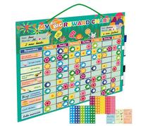 Umllpet Lavagna magnetica per ricompensa per bambini, lavagna magnetica con 15 compiti e 70 magneti a stella e 70 pollici di altezza, lavagna premiata per bambini, Family Plan, Montessori Lavagna