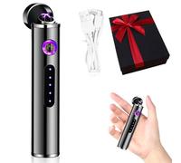 Umllpet Mini accendino elettronico, regalo per uomini, Natale, elettronico, accendino al plasma, ricaricabile, con USB, ad arco portatile, antivento, colore nero, 1 pezzo