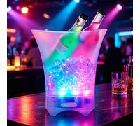 Umllpet Secchiello per ghiaccio a LED con musica, 5 l, multicolore, secchiello per spumante, secchiello per ghiaccio con diverse sfumature di colore, colore regolabile, connettività Bluetooth per