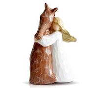 Umllpet Statue di angelo custode Truly a Friend, statuette dipinte a mano con cavallo che abbraccia il cavallo, per amanti dei cavalli e commemorazione, decorazione commemorativa regalo
