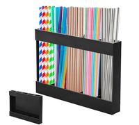 Umllpet Supporto per cannucce in acrilico a 5 scomparti con nastro adesivo, organizer per porta armadio, cucina, caffetteria, adatto per 30 tazze Stanley in acciaio inox e silicone (nero)