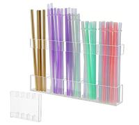 Umllpet Supporto per cannucce in acrilico a 5 scomparti con nastro adesivo, per porta armadio, cucina, caffetteria, adatto per 30 tazze Stanley in acciaio inox e silicone (trasparente)