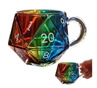 Umllpet Tazza da caffè a forma di cubo poliedrico con manico, 400 ml, in vetro arcobaleno D20, a forma di cubo poliedrico, per uomini e donne, amanti della fantasia, regalo per gli amanti del gioco