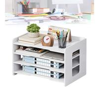 Umllpet Vaschetta porta lettere formato A4, organizer da scrivania per ufficio, ripiano da scrivania per riporre in modo ordinato carta A4, penne, libri, lettere, documenti, porta documenti (bianco, 4