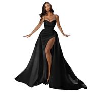 UMLXYER Spaghetti Straps Abiti da Ballo in Raso per Le Donne Sweetheart Mermaid Long Ball Gown Abiti da Sera Formali con Fessura Black 9XL