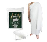 UMMA ESSENTIALS Ihram Ehram Ahram da uomo per Hajj e Umrah - 2 asciugamani - Asciugamani igienici naturali 100% cotone 110 x 220 cm = 43 x 86 pollici, bianco, ACI1200