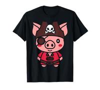 Umori teschio pirati semplici Maiale Maiale pirata Maglietta