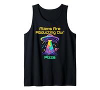 Umorismo amante della pizza con alieno rapimento UFO VIbes Meme Canotta