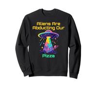 Umorismo amante della pizza con alieno rapimento UFO VIbes Meme Felpa
