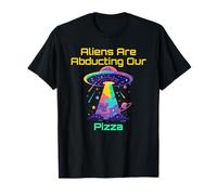 Umorismo amante della pizza con alieno rapimento UFO VIbes Meme Maglietta