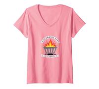 Umorismo del Fuoco del cassonetto professionalmente Non Professionale Maglietta con Collo a V, Donna, Rosa, L
