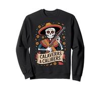 Umorismo della Pistola del Teschio di Zucchero - Calaveras & Calibers Dia de Muertos Felpa