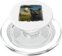 Umorismo di mucca aliena selfie UFO gatto British Shorthair PopSockets PopGrip per MagSafe