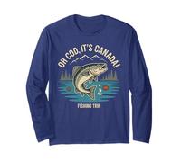 Umorismo di Viaggio di Pesca in Canada per Gli Uomini su Ragazzi all'aperto Maglia a Manica